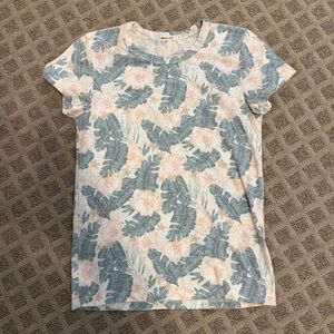 Marine Layer Tropical Leaf and Floral Short Sleeve Tee